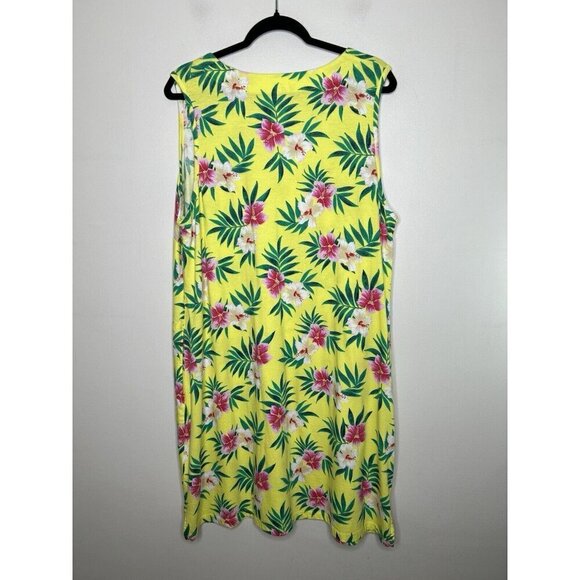 Land’s End Women’s Dress Cover Up 1X 16W-18W 100% Cotton Jersey Floral Pockets - Picture 7 of 12